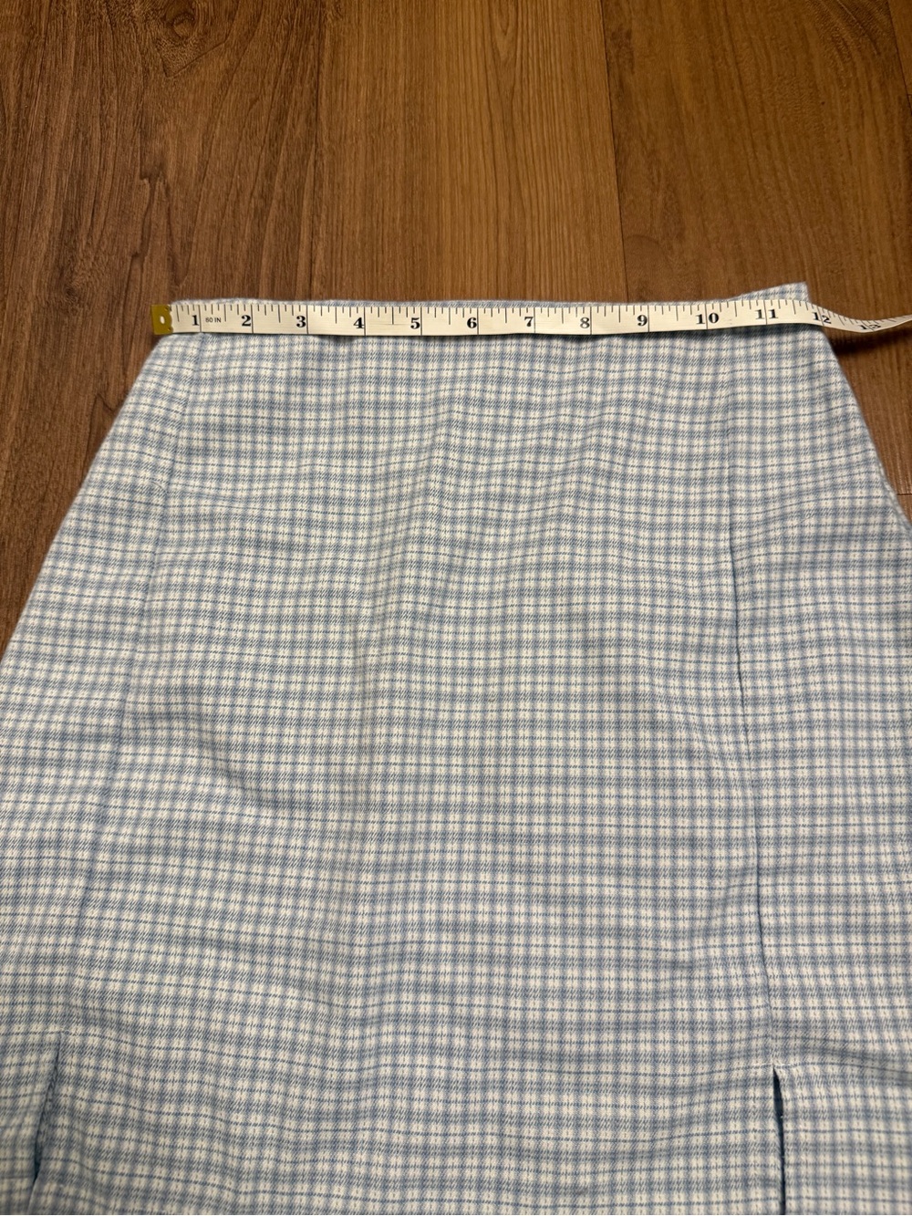 Light Blue and White Plaid Women's Mini Skirt - Picture 5 of 6